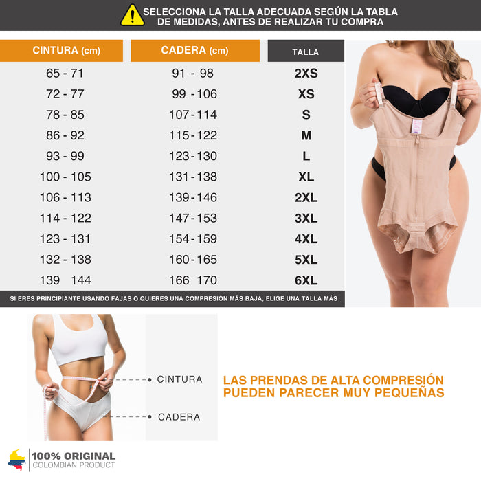 Fajas Salome 0525 | Faja Colombiana Postquirúrgica Reductora de Cintura con Mangas | Powernet