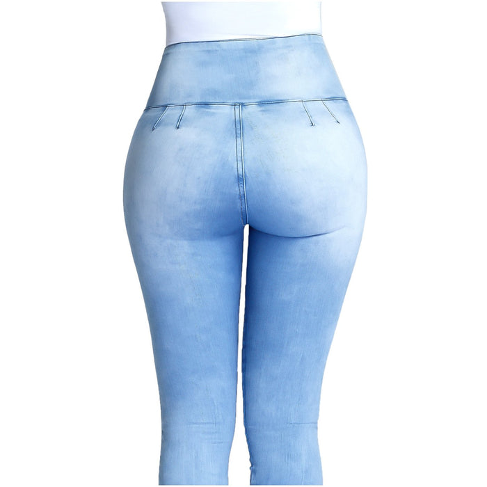 Colombian Capri Jeans Levanta Cola Pantalones de Mujer Cintura